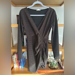 Rolla Coster Metallic Black and Gold Long Sleeve Mini Dress - size M